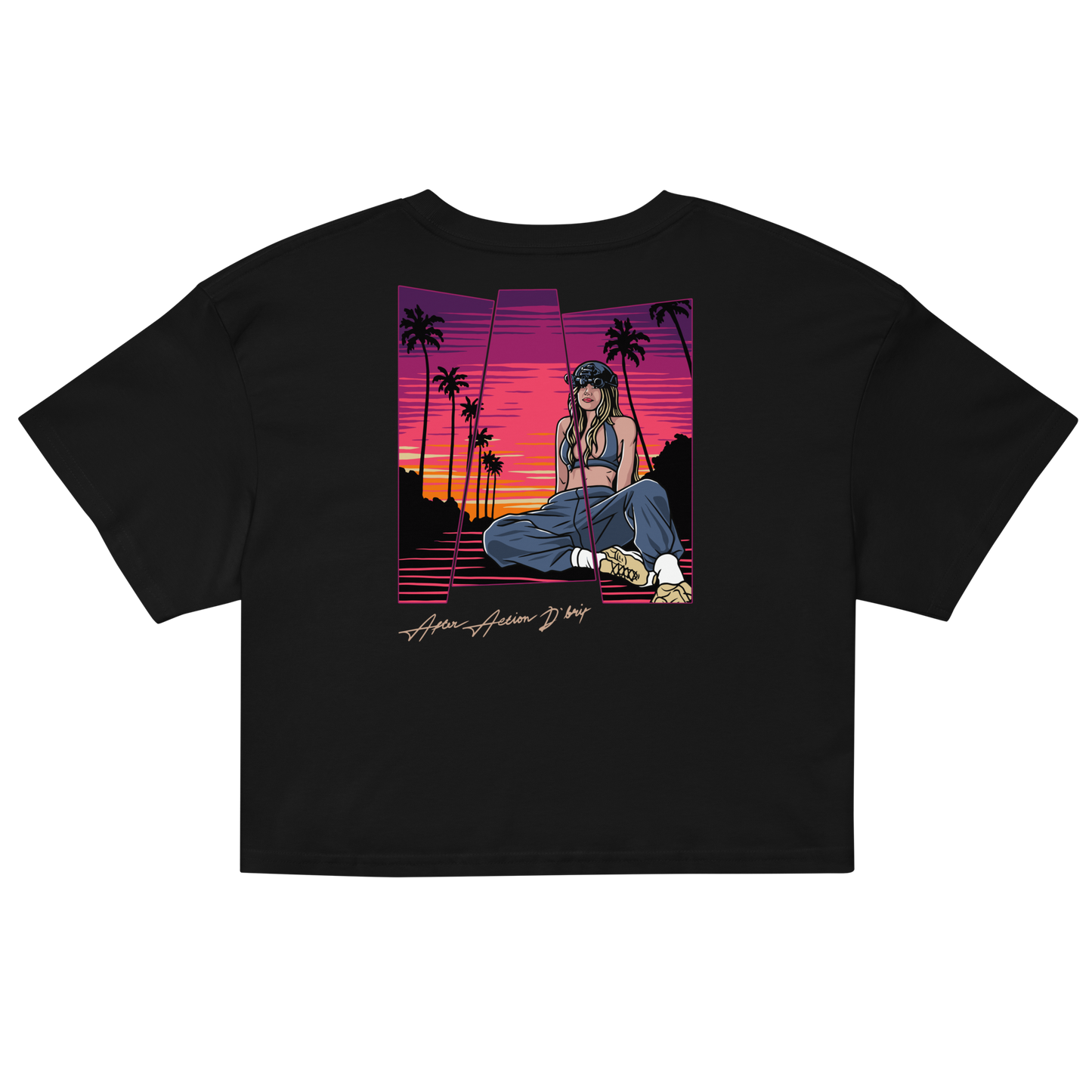 Sunset and Palm Trees Ladies Crop Top