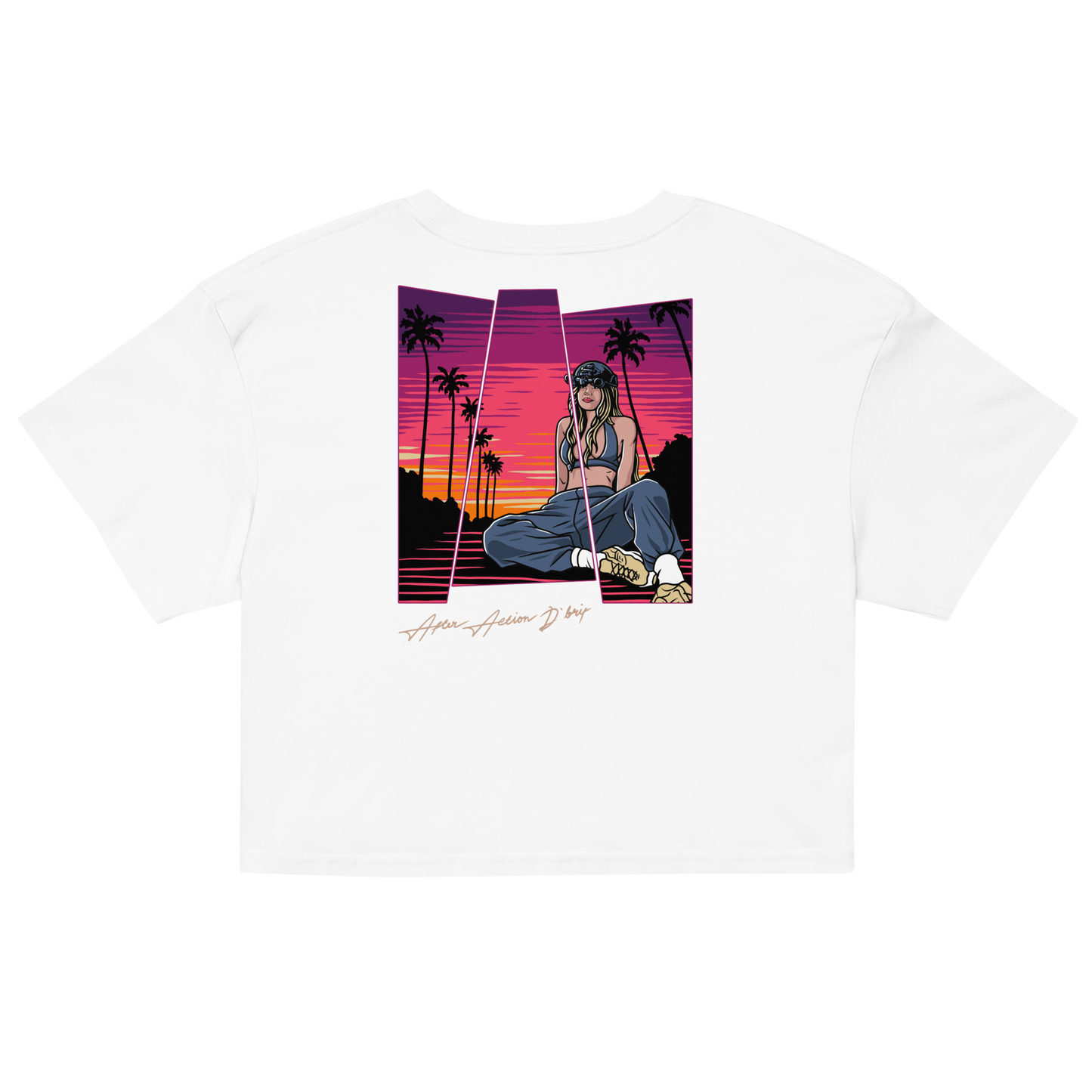Sunset and Palm Trees Ladies Crop Top