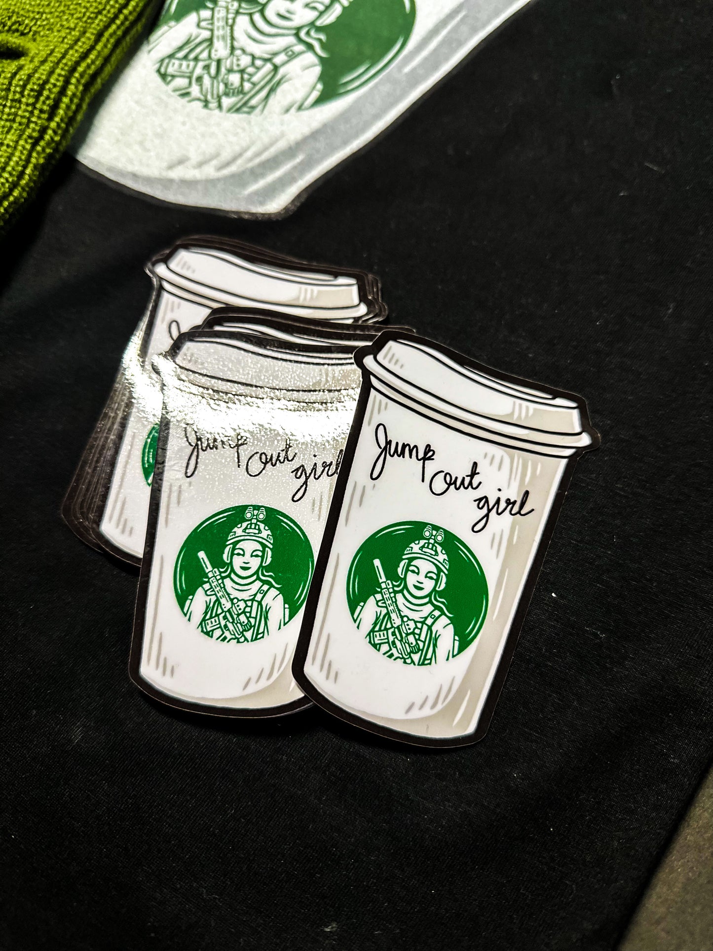 Jump Out Girl Coffee Cup Decals