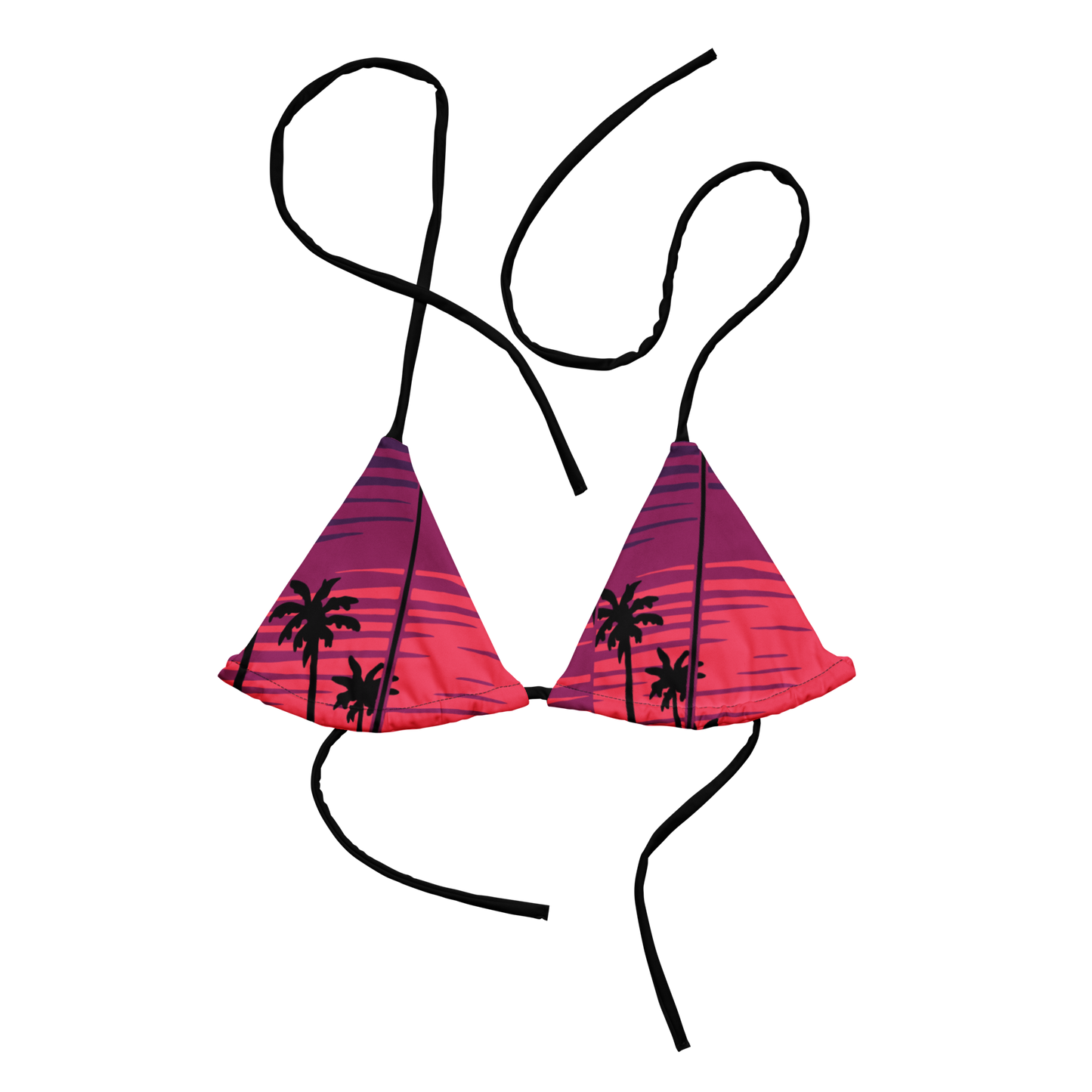 Ladies Palm Trees and Sunsets string bikini top