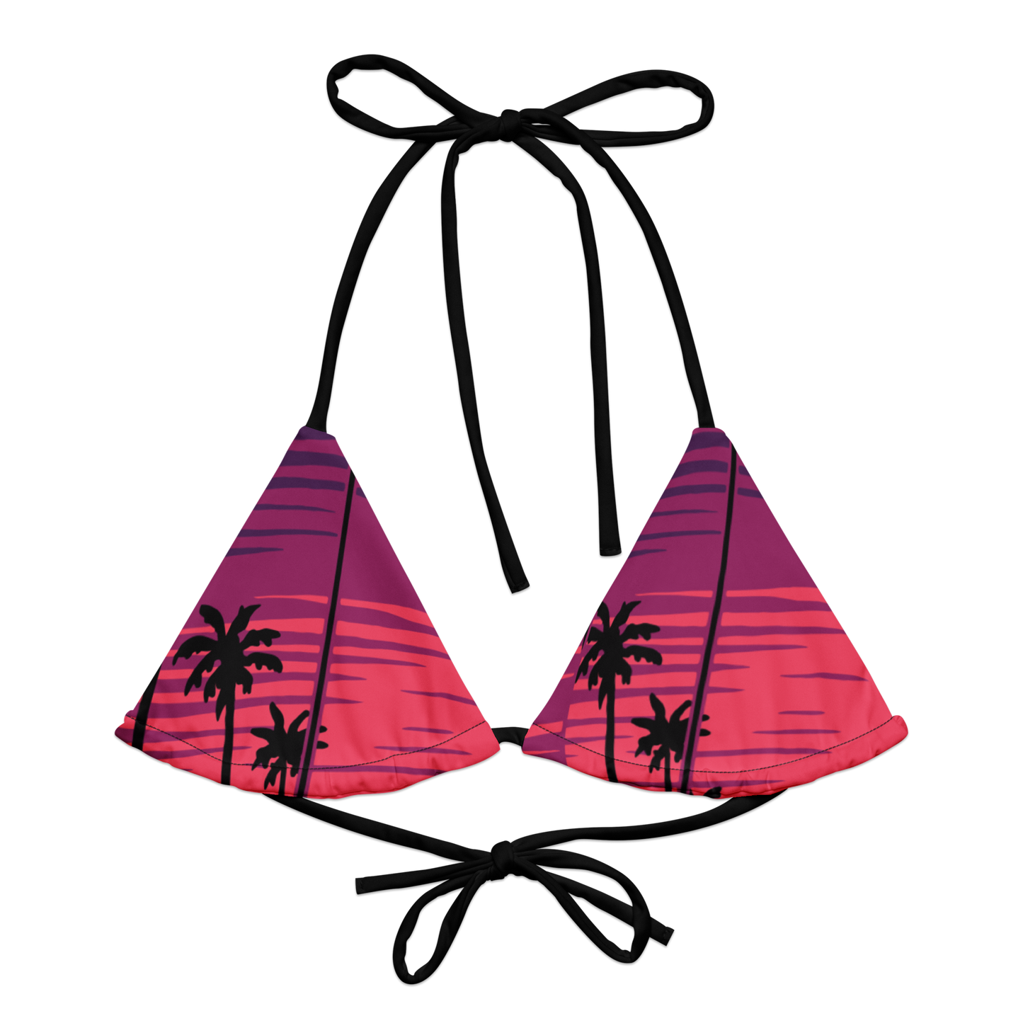 Ladies Palm Trees and Sunsets string bikini top