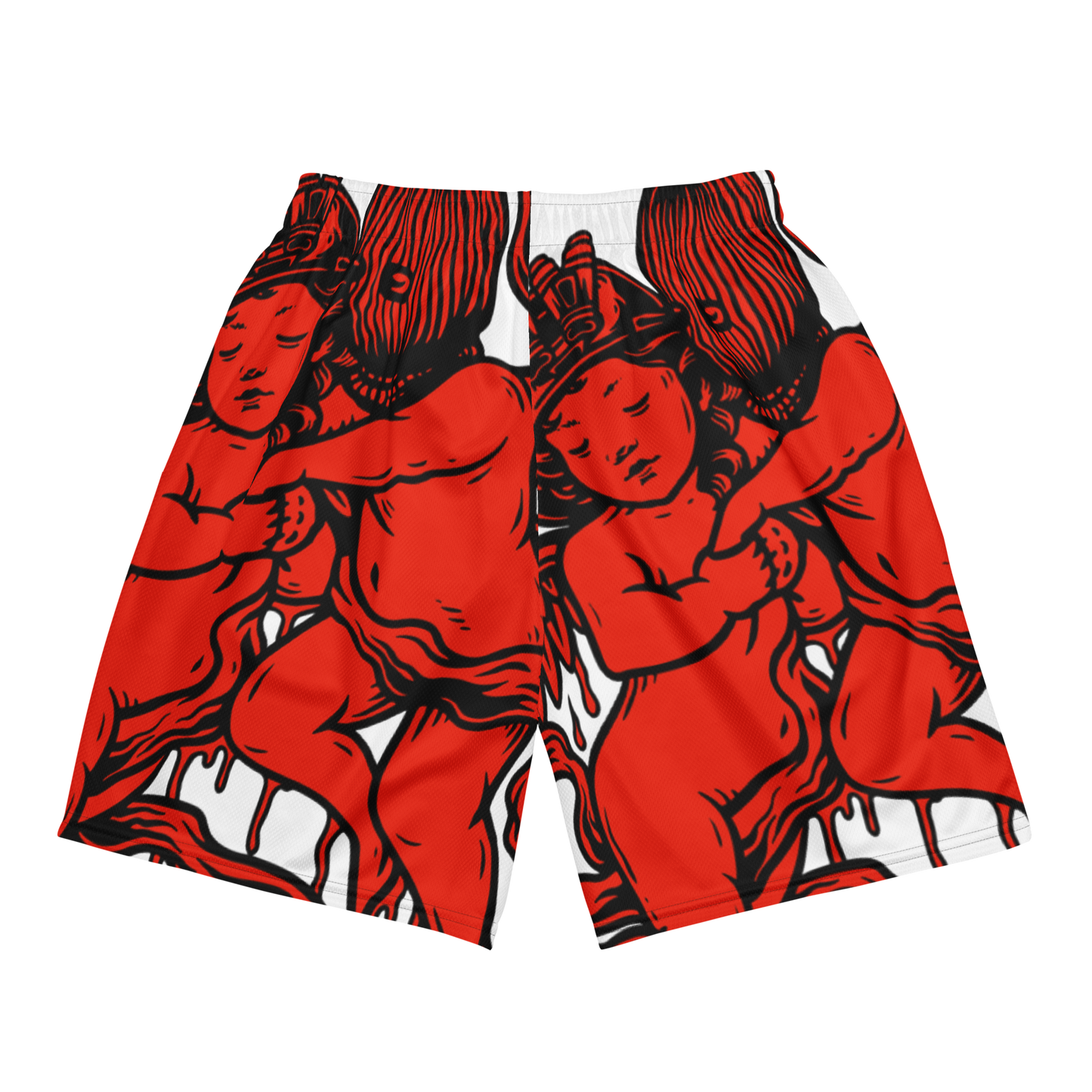 Red Hustle and Pray Unisex mesh PT shorts