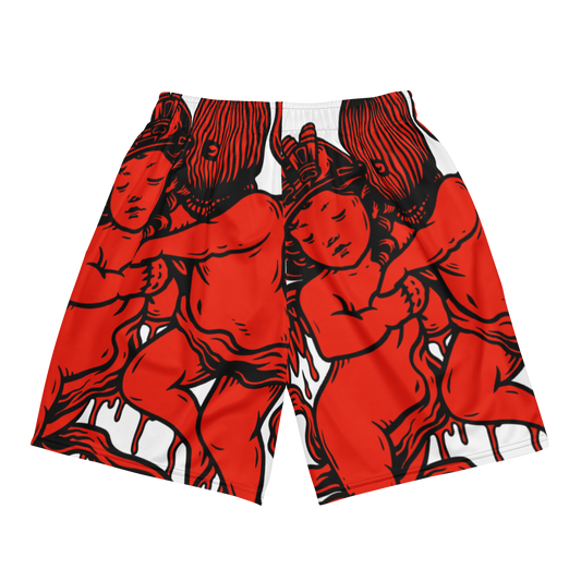 Red Hustle and Pray Unisex mesh PT shorts