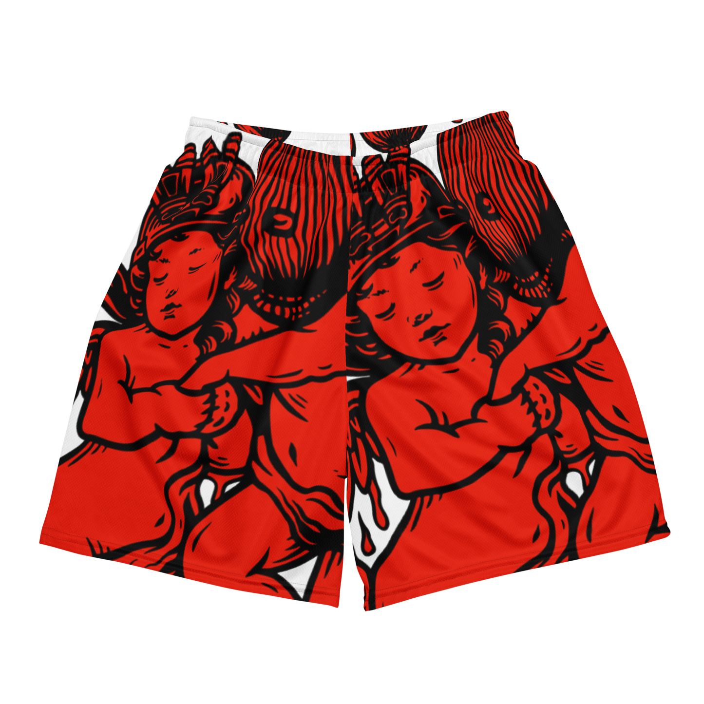 Red Hustle and Pray Unisex mesh PT shorts