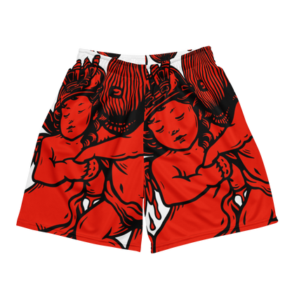 Red Hustle and Pray Unisex mesh PT shorts