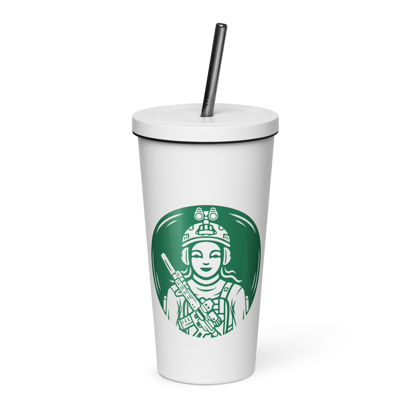 Jump Out Girl Insulated tumbler with a straw