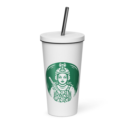 Jump Out Girl Insulated tumbler with a straw