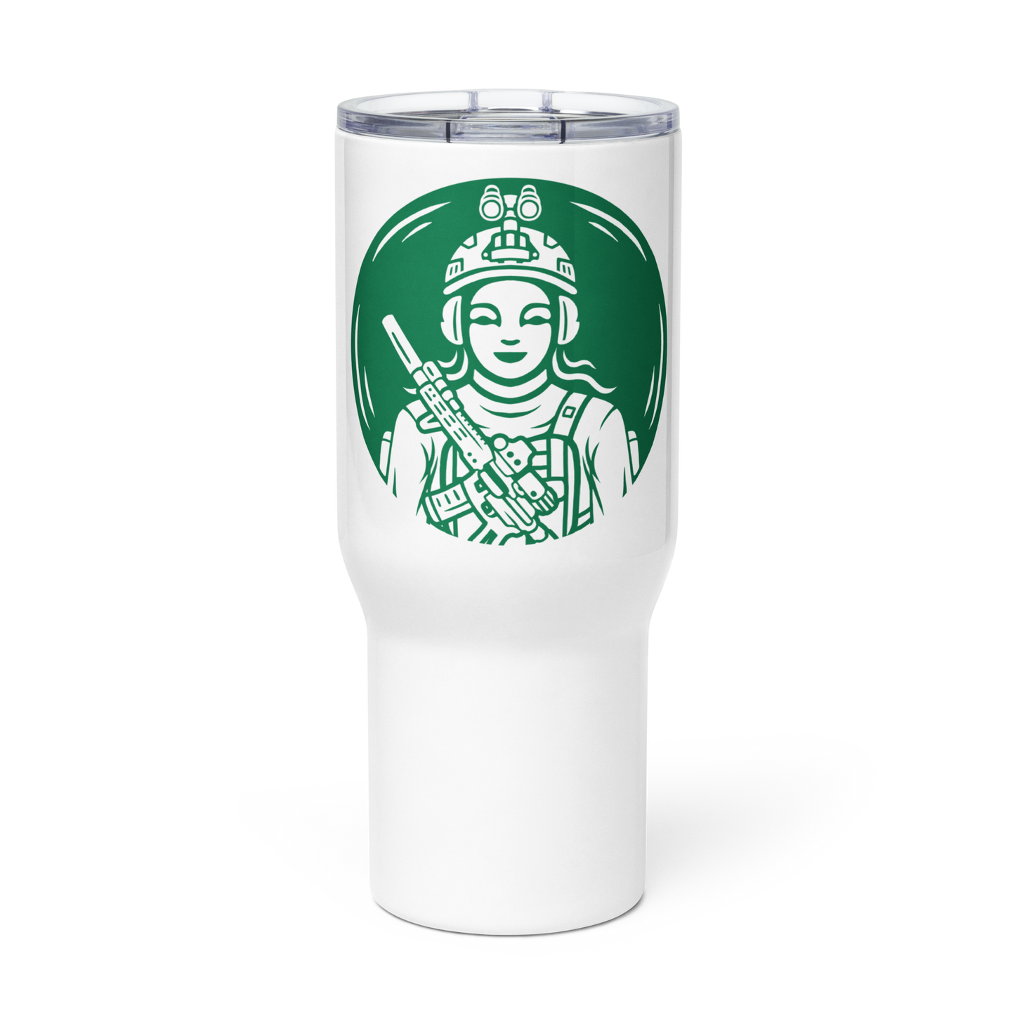 Jump Out Girl Travel mug with a handle