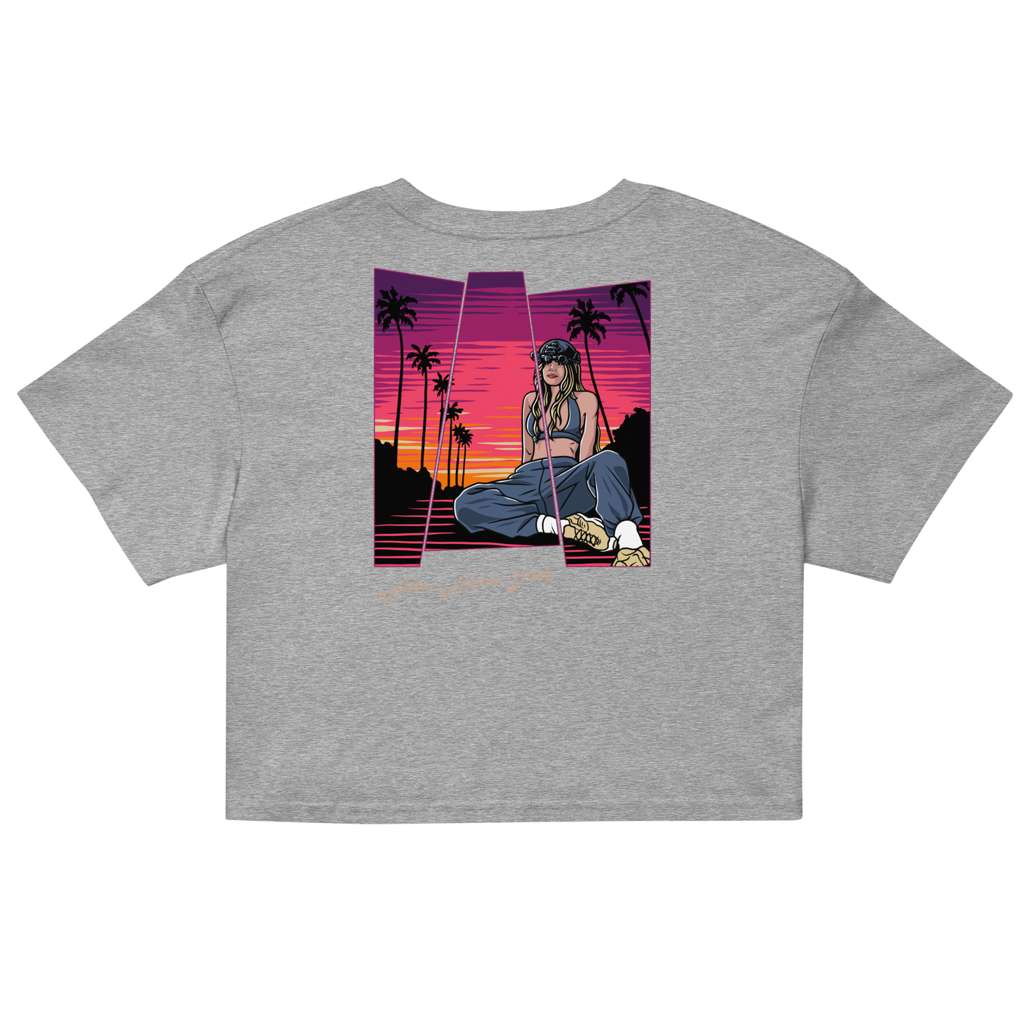 Sunset and Palm Trees Ladies  Crop Top